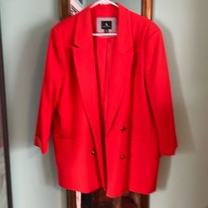 Jules & Leopold Bright Orange Blazer 3/4 sleeve silver buttons- Size XL